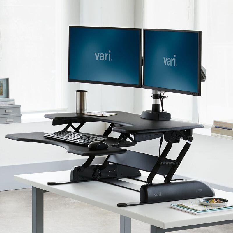Standing desk converter dual monitors
