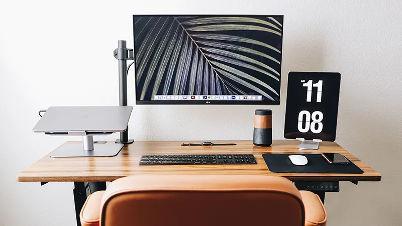 Compact modern home office desk setup