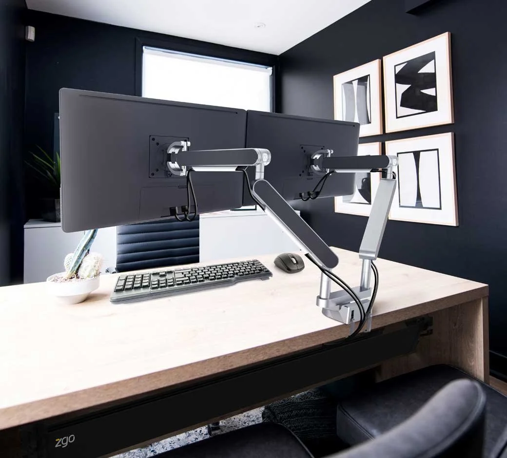 Dual monitor arm setup