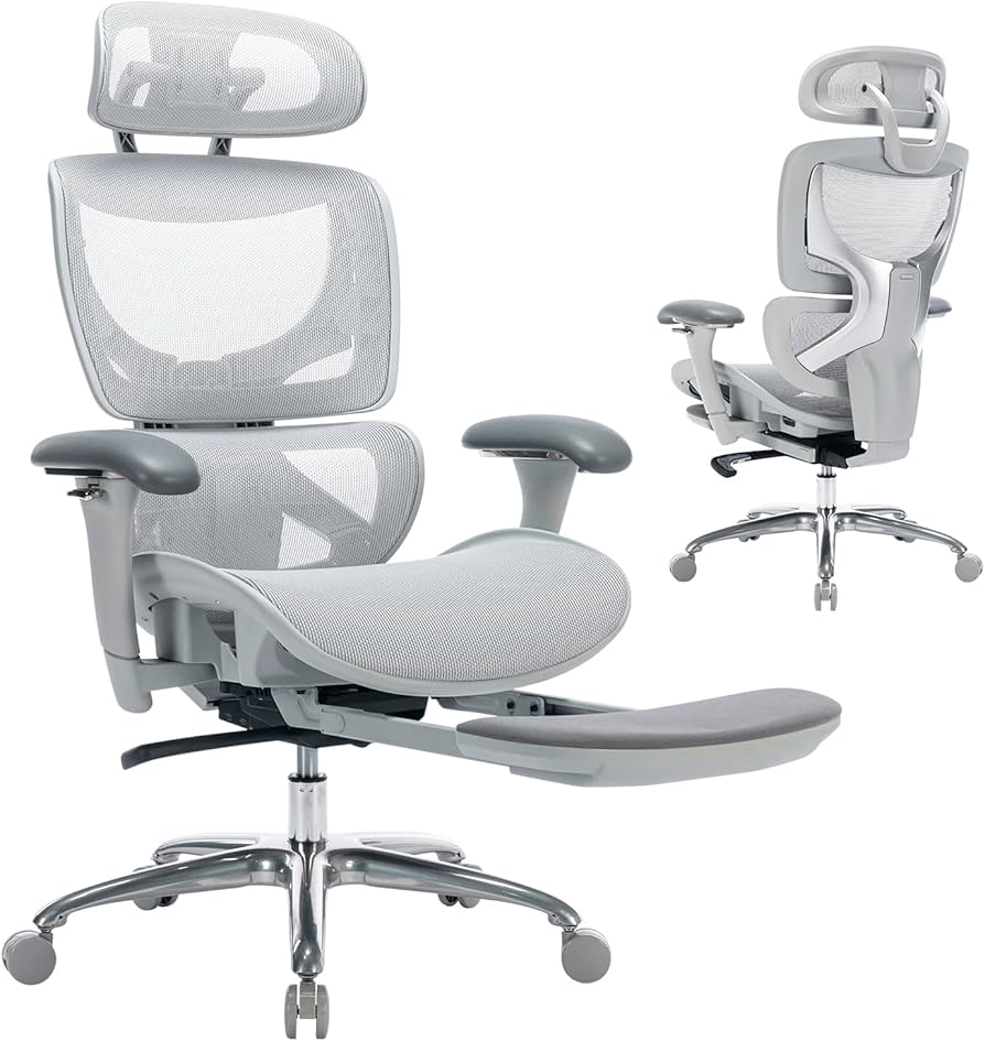 Modern ergonomic office chair adjustable height grey
