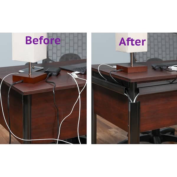 Office desk cable management solution before after